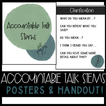 Preview of ACCOUNTABLE TALK SENTENCE STEMS POSTER & HANDOUT