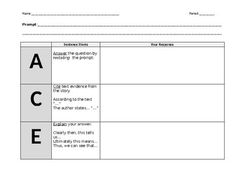 Preview of ACE Graphic Organizer