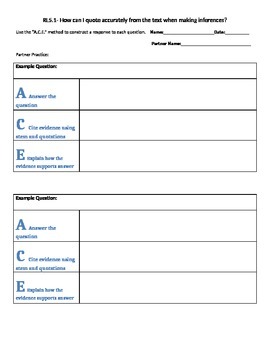 Preview of "ACE" Response Student Organizer