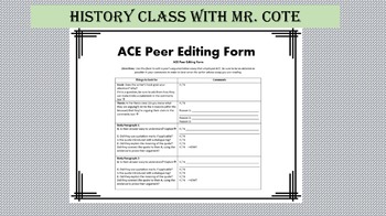 Preview of ACE Writing Strategy Peer Edit Form