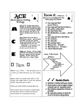 Preview of ACE writing strategy bookmark