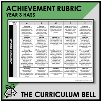 Preview of ACHIEVEMENT RUBRIC | AUSTRALIAN CURRICULUM | YEAR 3 HASS