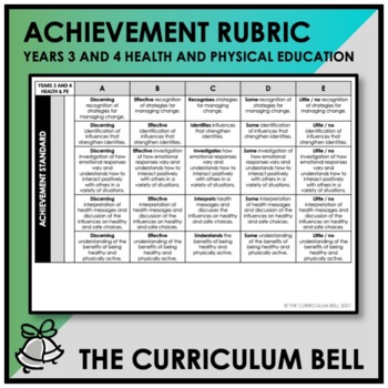 Preview of ACHIEVEMENT RUBRIC | AUSTRALIAN CURRICULUM | YEARS 3 AND 4 HEALTH