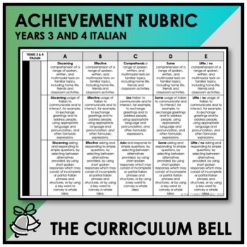 Preview of ACHIEVEMENT RUBRIC | AUSTRALIAN CURRICULUM | YEARS 3 AND 4 ITALIAN