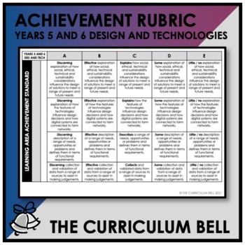 Preview of ACHIEVEMENT RUBRIC | AUSTRALIAN CURRICULUM | YEARS 5 AND 6 DES AND TECH
