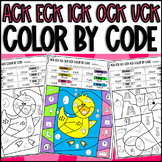 ACK ECK ICK OCK and UCK Words Color by Code Worksheets: Ending CK