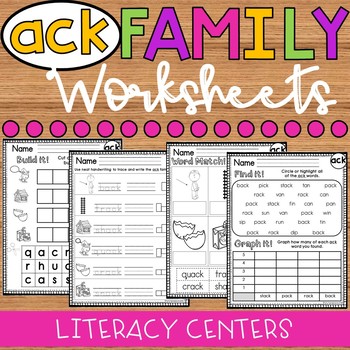 Preview of ACK Word Family Worksheets - ACK Family Worksheets - ACK Worksheets