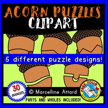 Preview of ACORN PUZZLES CLIPART BLANK TEMPLATE 2 PIECES AUTUMN FALL SEPTEMBER OCTOBER