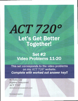 Preview of ACT Math Prep - Video Problems - Practice Sets 11- by ACT 720