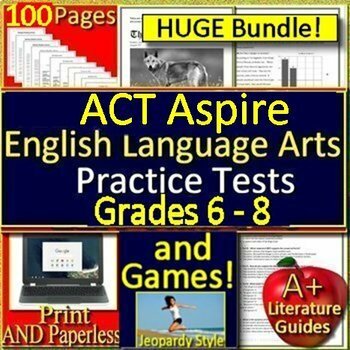 Act Aspire Reading Bundle Grades 6 8 Practice Tests And Games - 