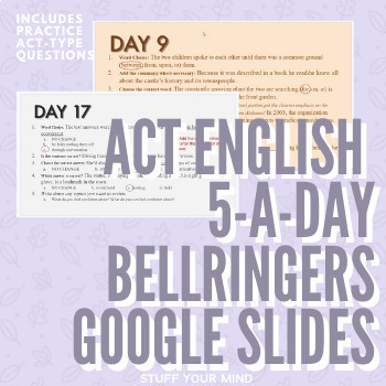 Preview of ACT English 5-A-Day Bell Ringers Google Slides- Grammar Review