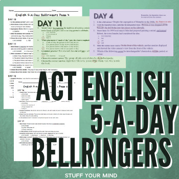 Preview of ACT English Bell Ringers Google Slides and Worksheets