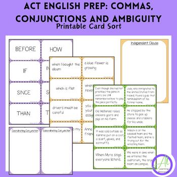 Preview of ACT English Prep: Printable Card Sort / Commas, Conjunctions, and Clauses