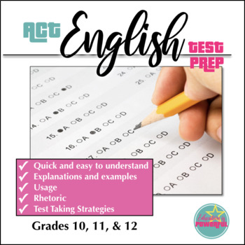 Preview of ACT English Test Prep Review Sheet on Grammar, Usage, and Rhetorical Rules