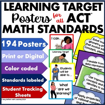 Preview of ACT High School Math Standards and Objectives PRINTABLE and DIGITAL POSTERS