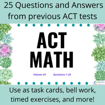 Preview of One-A-Day ACT Math (Bell Work, Task Cards, Practice Problems)
