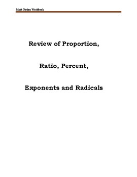 Preview of Review of Proportion, Ratio, Percent, Exponents and Radicals