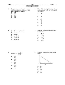 Preview of ACT Math Quick Prep 001-050 BUNDLE!