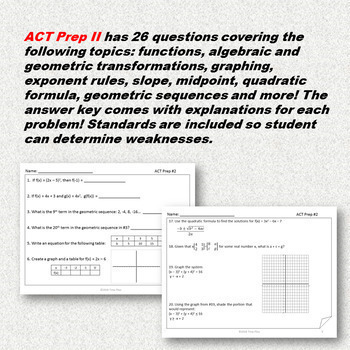ACT Math Test Prep Bundle by Time Flies | TPT