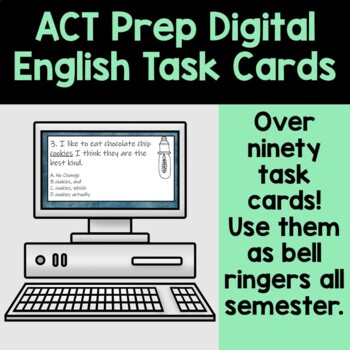 Preview of ACT Prep Digital Task Cards for English: Self Grading