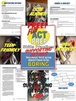 Preview of Fun ACT Reading Prep: Supporting Details Skill-by-Skill Practice