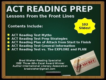 Preview of ACT Reading Test Prep: Lessons From the Front Lines. MUST READ! ABLE TO EDIT!