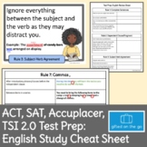 ACT, SAT, Accuplacer, TSI 2.0 Test Prep: English Study Che