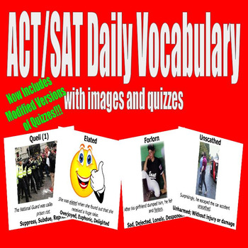 Preview of ACT / SAT Daily Vocabulary w/ Images Quizzes Modifications - English 1 (8 Weeks)