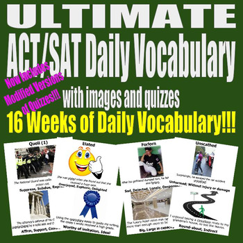 Preview of ACT / SAT Daily Vocabulary UltimateBundle w Images Quizzes Modifications 16 Week