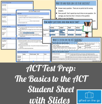 Preview of ACT Test Prep: The Basics to the ACT Student Sheet with Slides