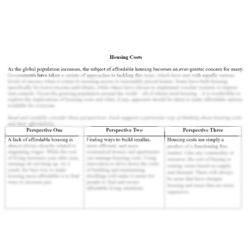 Preview of ACT Timed Writing Prompt Housing Costs