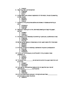 act vocabulary list and quiz 3 by resources and revelry tpt