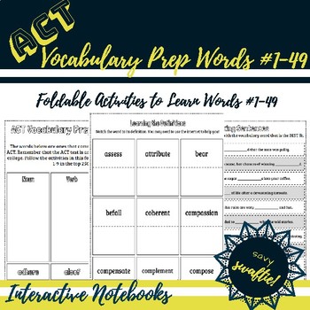ACT Vocabulary Prep Volume #1 by SavySwaftie | Teachers Pay Teachers