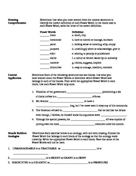 act vocabulary word power 1 worksheet and answer key tpt