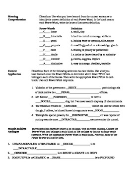 act vocabulary word power 1 worksheet and answer key tpt