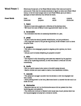 ACT Vocabulary Semester Unit Worksheets and Answer Key | TpT