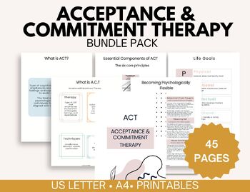 Preview of ACT Worksheets, Acceptance And Commitment Therapy, ACT workbook, ACT Value
