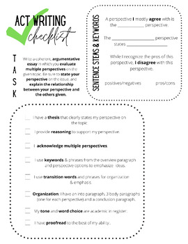 Preview of ACT Writing Checklist