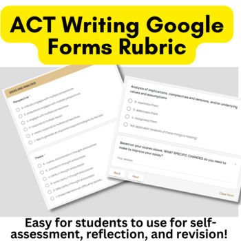 Preview of ACT Writing Google Forms Rubric for Student Self-Assessment & Reflection