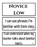 ACTFL Novice Low to Advanced Low Proficiency Descriptors