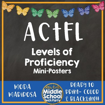 Preview of ACTFL Proficiency Levels Mini-Posters  *Moda Mariposa*