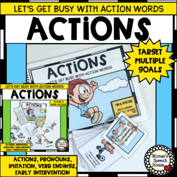 Preview of ACTIONS VERBS PRONOUNS Early Childhood Speech Therapy Autism IMITATION CARDS