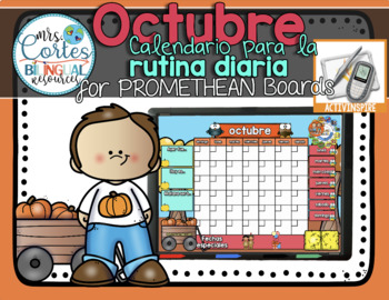 Preview of Morning Calendar For PROMETHEAN Board - Octubre- Otoño