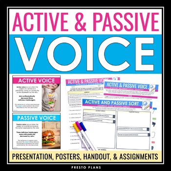 Preview of Active and Passive Voice - Presentation, Assignment, and Classroom Posters