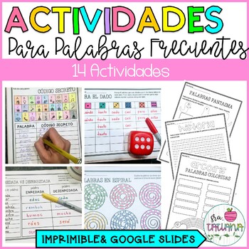 Preview of Spanish Spelling Activities | Actividades para practicar palabras frecuentes