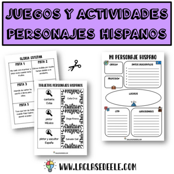 Preview of ACTIVIDADES Y JUEGOS CON PERSONAJES HISPANOS FAMOSOS