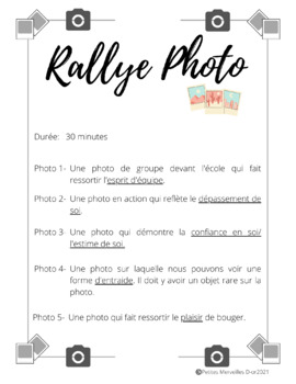 Preview of ACTIVITÉ DE LA RENTRÉE Rallye photo gratuit - Free PHOTO ACTIVITY back to school