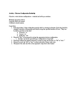 Preview of ACTIVITY - Chemistry - Free Electron Battleship