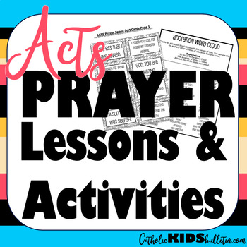 Preview of ACTS Prayer Lessons: Worksheets, Activity, Task Cards