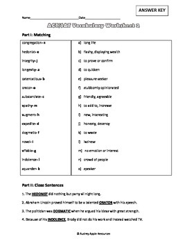 act sat vocabulary worksheet 2 free by candied classroom tpt